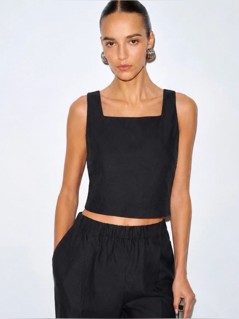 NWOT Reformation Saige Linen Top in Black | 100% Linen | Size XS